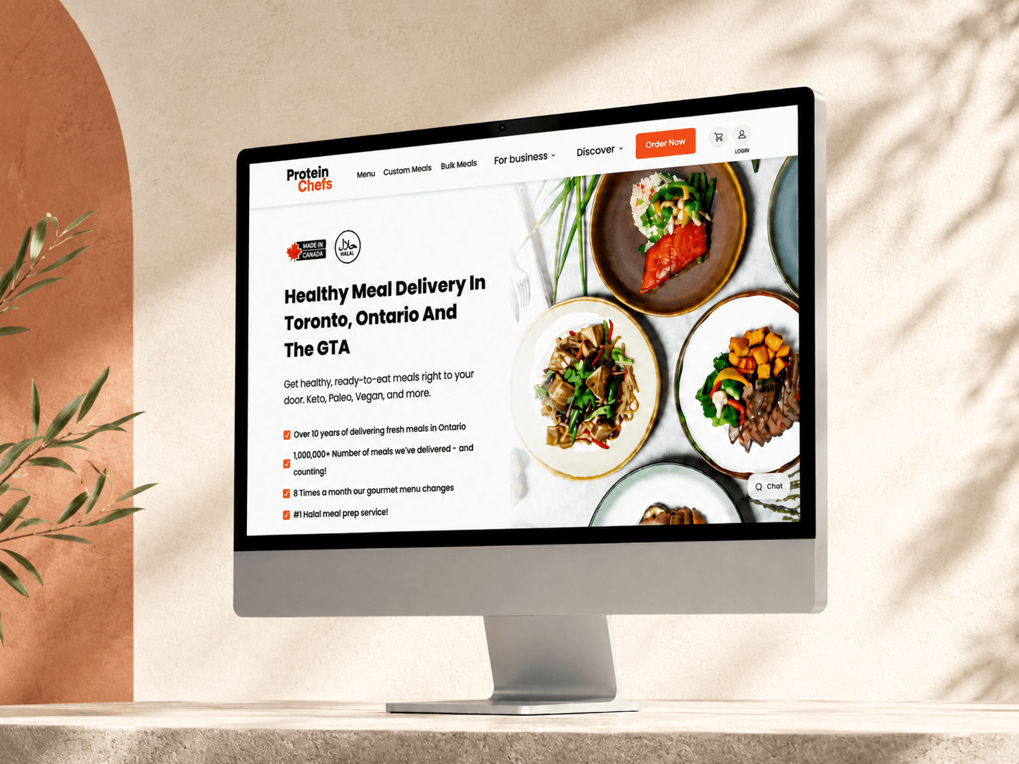 ProteinChefs product experience shown on a mobile phone